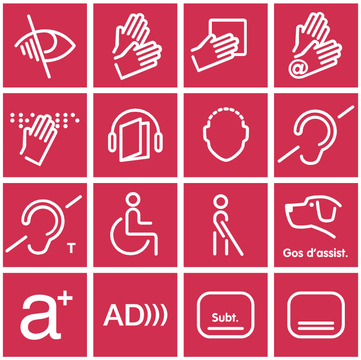 Conjunt de pictogrames d'accessibilitat d'AGILS Accessibilitat en versió